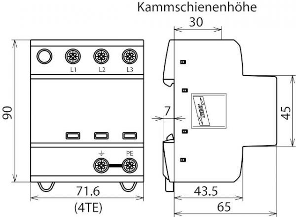 Dehn 941300 Mehrpoliger, anwendungsoptimierter Kombi-Ableiter, Typ 1+2