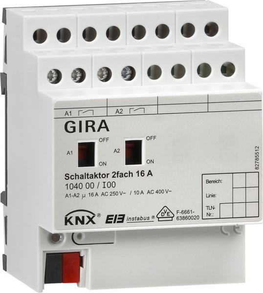 ARDEBO.de KNX Schaltaktor 2fach 16 A mit Handbetätigung, Gira 104000