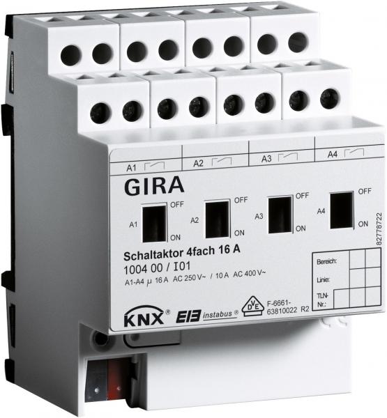 ARDEBO.de Gira 100400 KNX Schaltaktor 4fach 16 A mit Handbetätigung