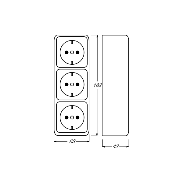 Busch-Jaeger 2300-03 EAP SCHUKO Steckdose, Busch-Duro 2000 AP, 3-fach, weiß (2CKA002056A0018)