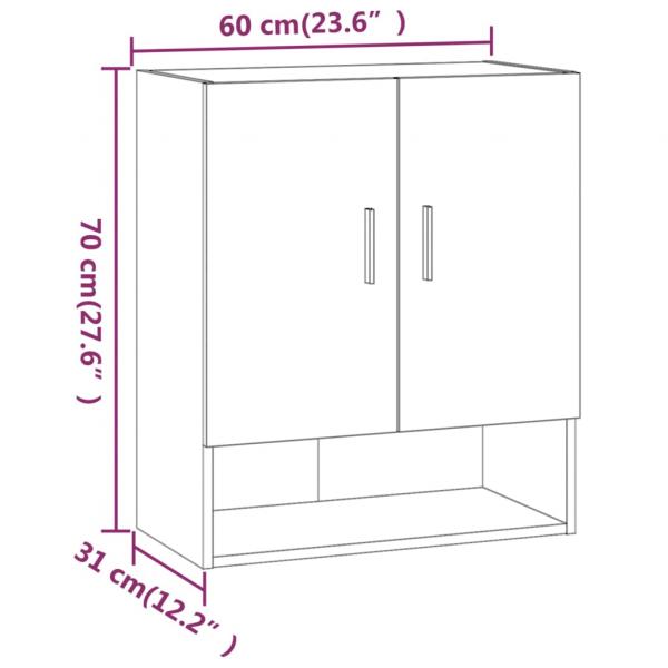 Wandschrank Schwarz 60x31x70 cm Holzwerkstoff