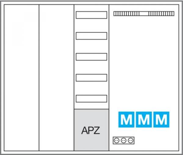 Hager ZB35APZ2 Komplettschrank, VF-5rh/APZ/Multimedia, univers Z, 1100x1300x205mm, IP44, SKII, 5-feld