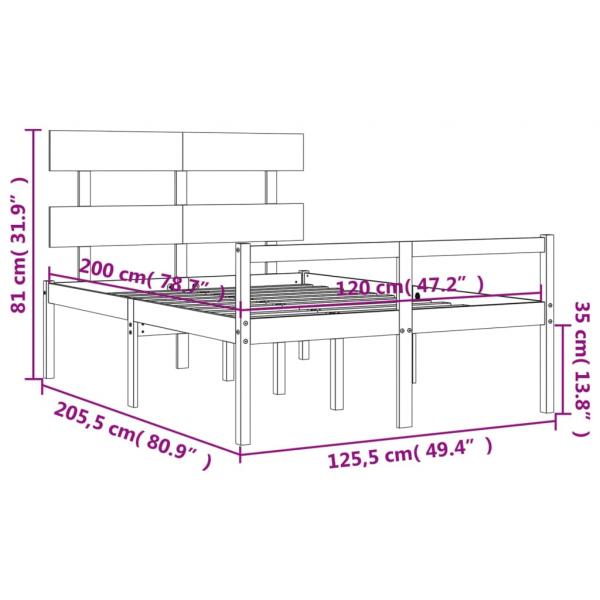 Seniorenbett mit Kopfteil 120x200 cm Weiß Massivholz