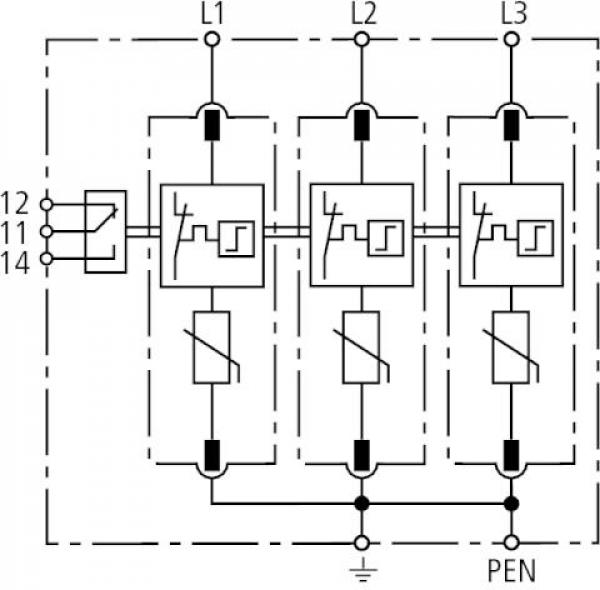 Dehn 952305 modularer Überspannungs-Ableiter 3-pol für TN-C Systeme