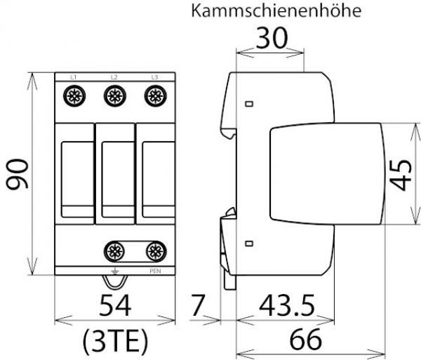 Dehn 952300 modularer Überspannungs-Ableiter 3-pol für TN-C-Systeme