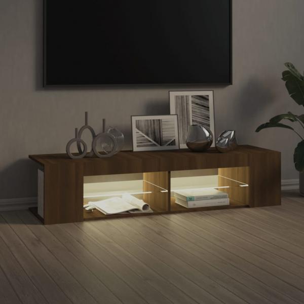 TV-Schrank mit LED-Leuchten Braun Eichen-Optik 135x39x30 cm