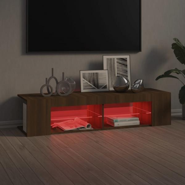 TV-Schrank mit LED-Leuchten Braun Eichen-Optik 135x39x30 cm