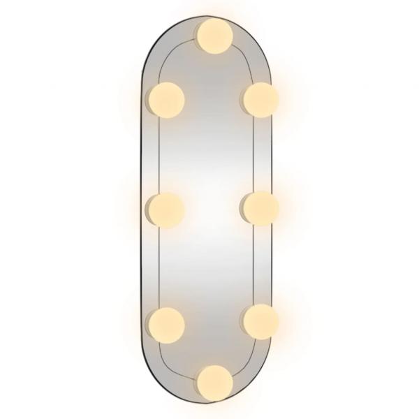 Wandspiegel mit LED-Leuchten 15x40 cm Glas Oval