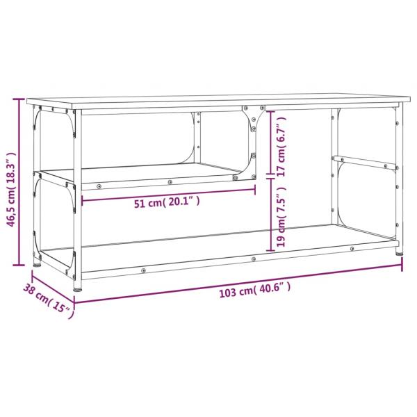 TV-Schrank Grau Sonoma 103x38x46,5 cm Holzwerkstoff und Stahl