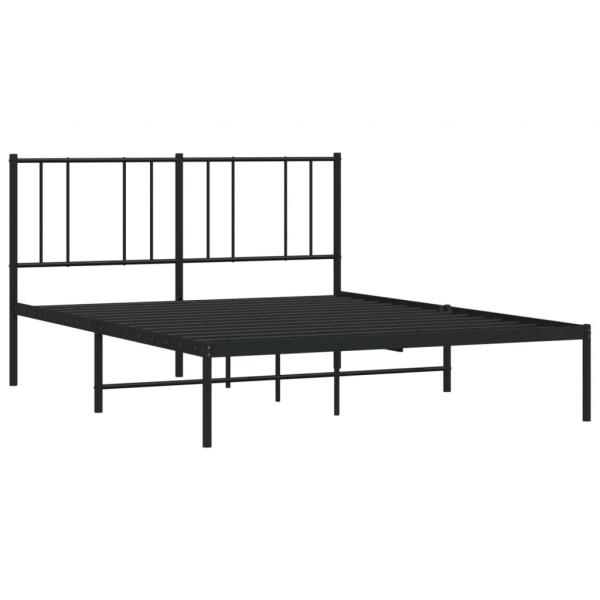 Bettgestell mit Kopfteil Metall Schwarz 135x190 cm