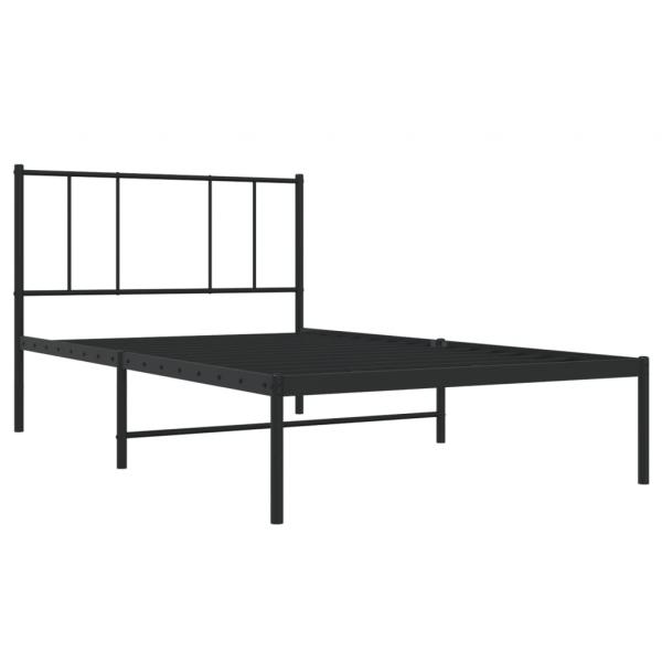 Bettgestell mit Kopfteil Metall Schwarz 90x190 cm