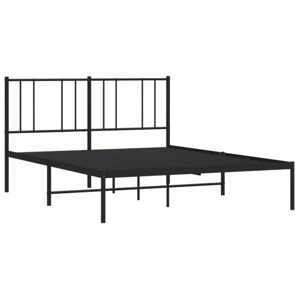 Bettgestell mit Kopfteil Metall Schwarz 140x190 cm