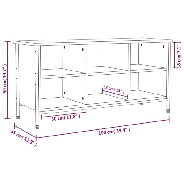 Schuhregal Grau Sonoma 100x35x50 cm Holzwerkstoff