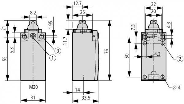 Eaton LS-11S/RL Positionsschalter Schwenkhebel, Sprungschaltglied (266117)