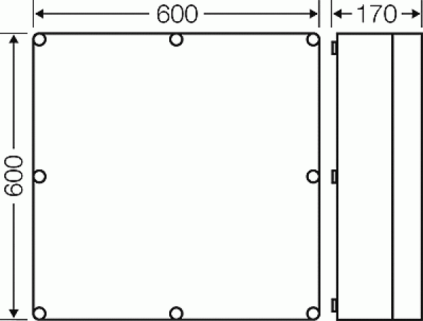 Hensel Mi0800 Leergehäuse 575x575x146 mm, transparenter Deckel