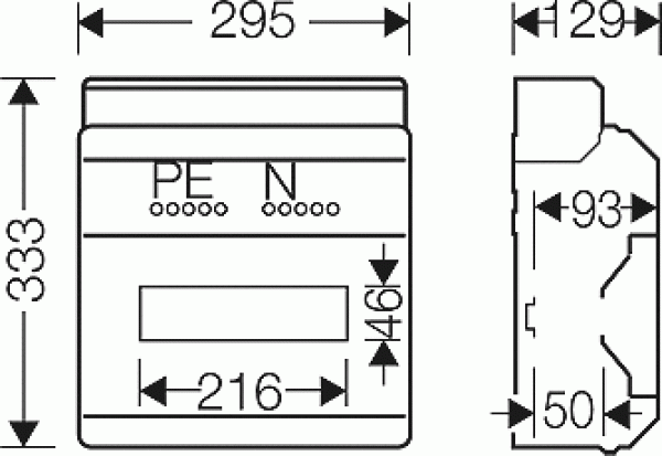 Hensel KV PC 9112 KV90-Automatengehäuse Polycarbonat 1-reihig, 12TE (12x18 mm), IP65