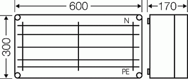 Hensel Mi 6455 Sammelschienengehäuse 600x300 mm, Sammelschienen, 400A, 5-Polig