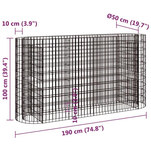 Gabionen-Hochbeet Verzinktes Eisen 190x50x100 cm