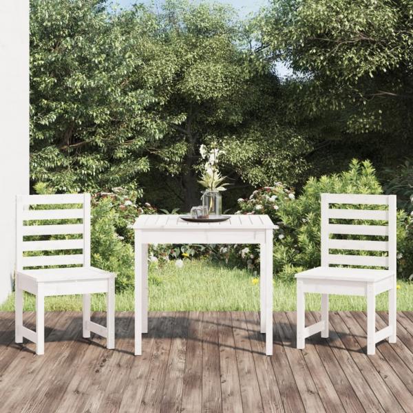 ARDEBO.de - 3-tlg. Garten-Bistro-Set Weiß Massivholz Kiefer