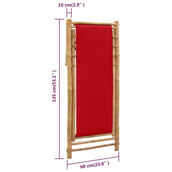 Liegestuhl Bambus und Canvas Rot