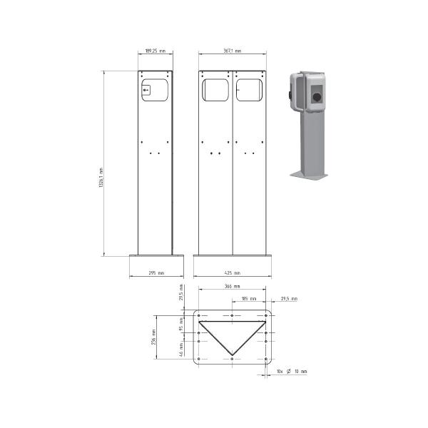 Keba Dreieck Standsäule für zwei Wallboxen/Ladestationen, Edelstahl (99.839)