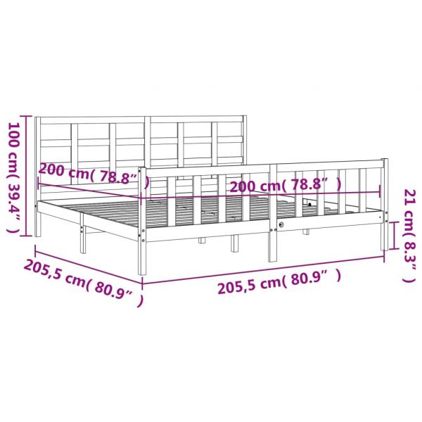 Massivholzbett mit Kopfteil 200x200 cm