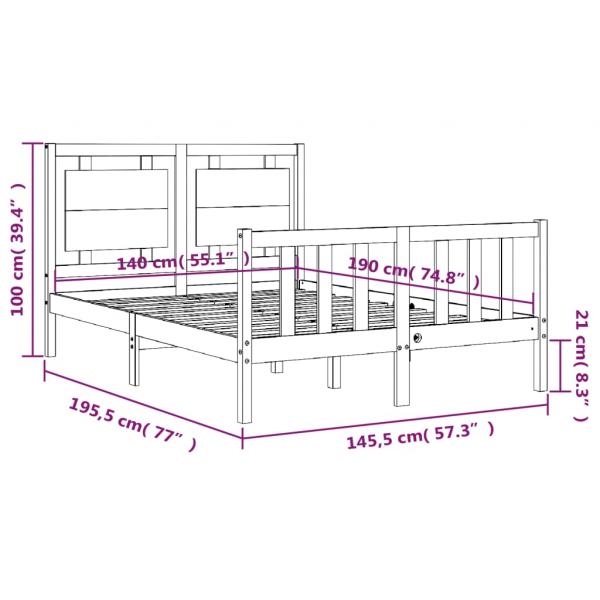 Massivholzbett mit Kopfteil 140x190 cm