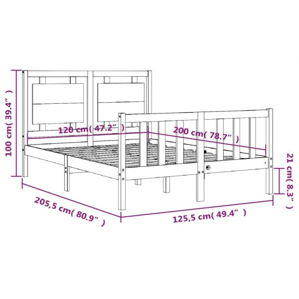 Massivholzbett mit Kopfteil 120x200 cm