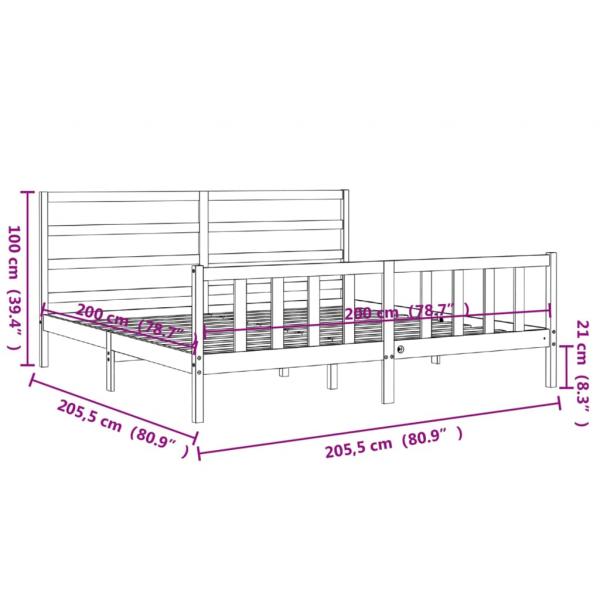 Massivholzbett mit Kopfteil 200x200 cm