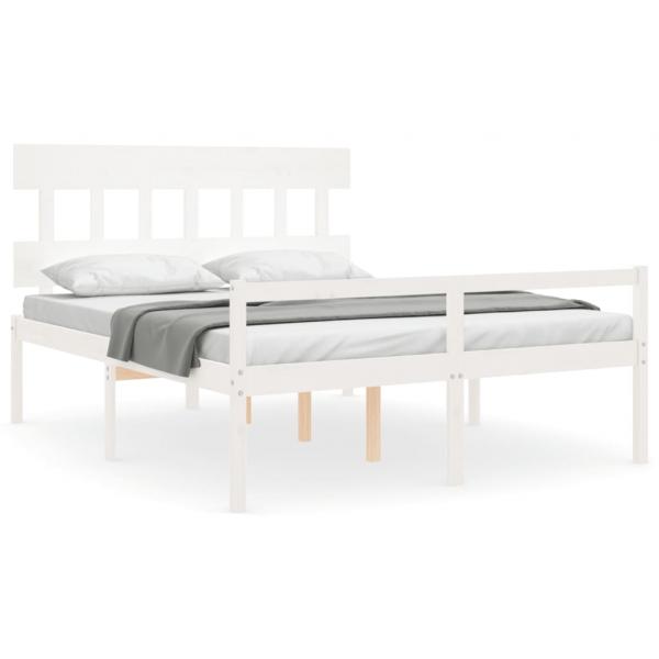 Seniorenbett mit Kopfteil Weiß Kingsize Massivholz