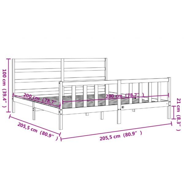 Massivholzbett mit Kopfteil Honigbraun 200x200 cm