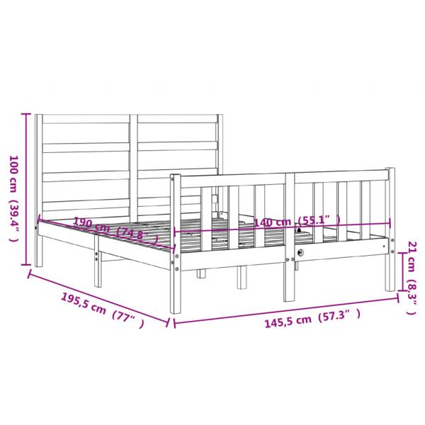 Massivholzbett mit Kopfteil 140x190 cm