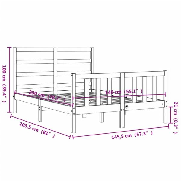 Massivholzbett mit Kopfteil Weiß 140x200 cm