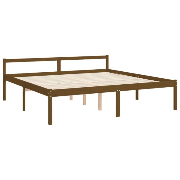 Seniorenbett mit Kopfteil 200x200 cm Honigbraun Massivholz