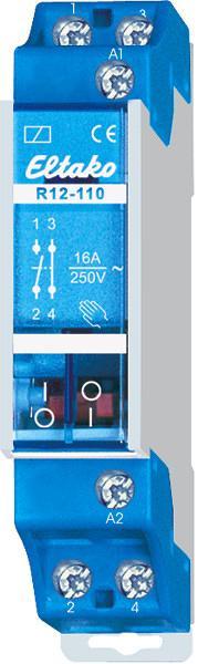 ARDEBO.de Eltako R12-110-8V AC Schaltrelais, elektromechanisch, 24V, mit Handbetätigung und Schaltstellungsanzeige (22110010)