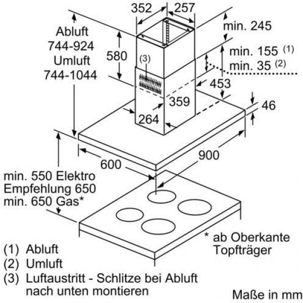 Bosch DIB97JP50 Serie 6 Inselesse, 90cm breit, Ab-/Umluft, Box-Design, Edelstahl