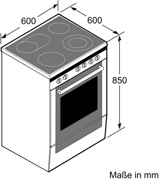 Bosch HKR39C220 Serie 4 EEK: A Elektro-Standherd, 60cm breit, Glaskeramik, 3D Heißluft, EcoClean Direct Plus, weiß