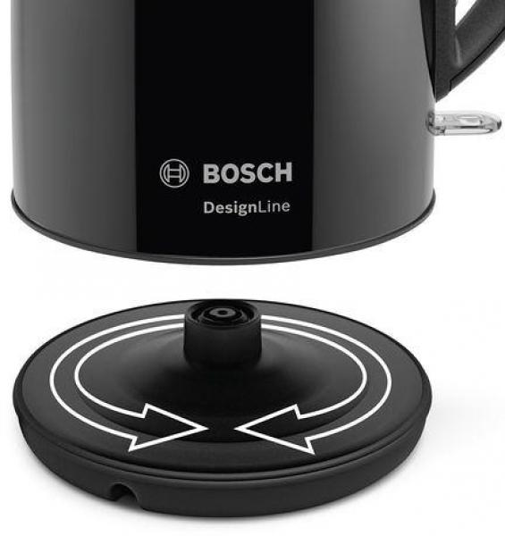 Bosch TWK3P423 Wasserkocher, 2400W, 1,7L, Einfach zu reinigen, Einfache Befüllung, Anti-Rutsch-Füße, schwarz