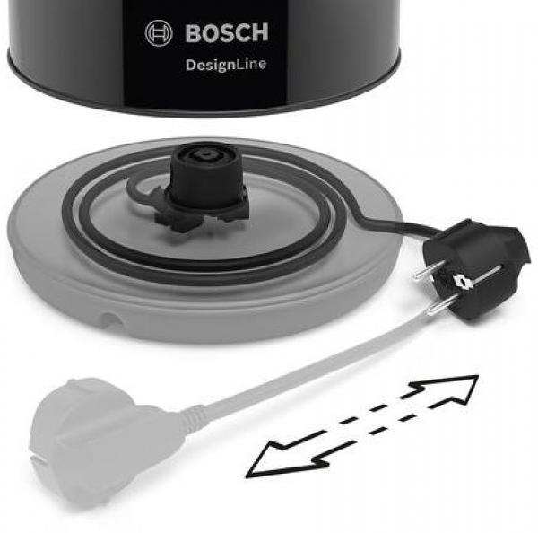 Bosch TWK3P423 Wasserkocher, 2400W, 1,7L, Einfach zu reinigen, Einfache Befüllung, Anti-Rutsch-Füße, schwarz