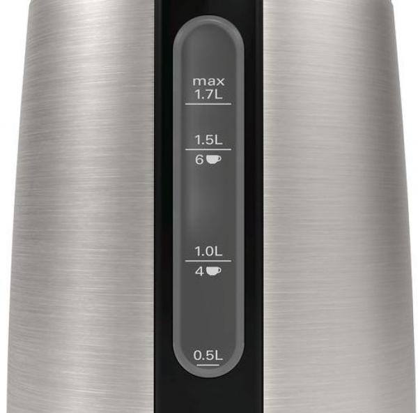 Bosch TWK3P420 Wasserkocher, 2400W, 1,7L, Abschaltautomatik, Trockengeh- und Überhitzungsschutz, Lift-Switch-off, edelstahl/schwarz