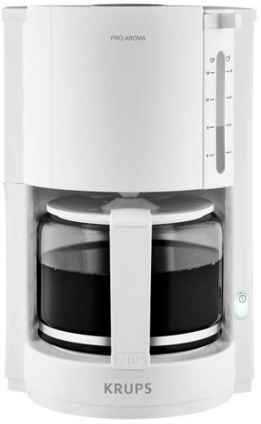 Krups Proaroma F309 01 Filterkaffeemaschine, 1050 W, 1,25l, 10-15 Tassen, Schwenkfilter, weiß