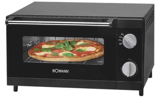 ARDEBO.de Bomann MPO 2246 CB Multi-Pizzaofen, 1000 W, 12l, Ober-/Unterhitze, Übertemperaturschutz, schwarz/edelstahl