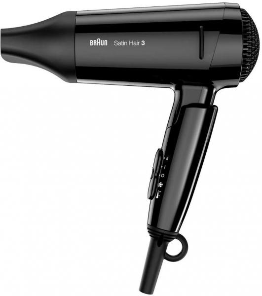 Braun Satin Hair 3 Style&Go travel HD 350 Haartrockner, 1600 W, Ionen-Funktion, Styling-Düse, schwarz