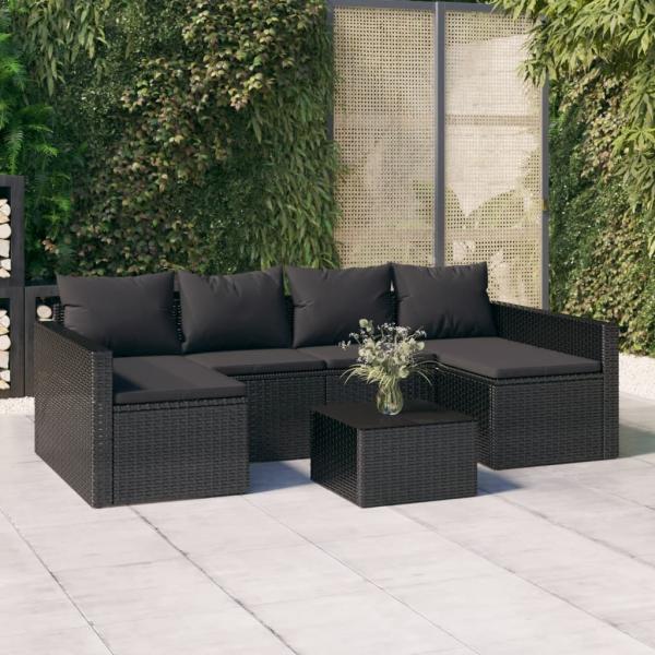 ARDEBO.de - 2-tlg. Garten-Lounge-Set mit Kissen Schwarz Poly Rattan