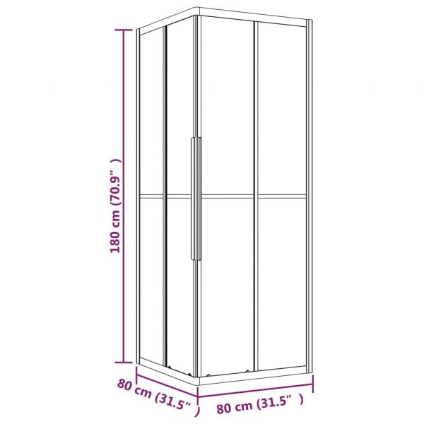 Duschkabine mit Streifen ESG 80x80x180 cm Schwarz