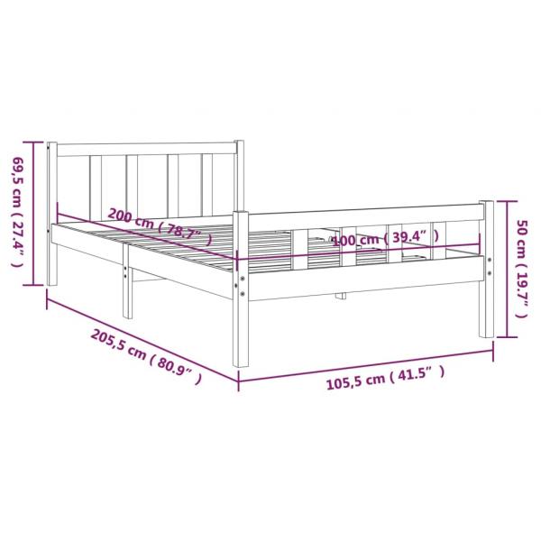 Massivholzbett 100x200 cm