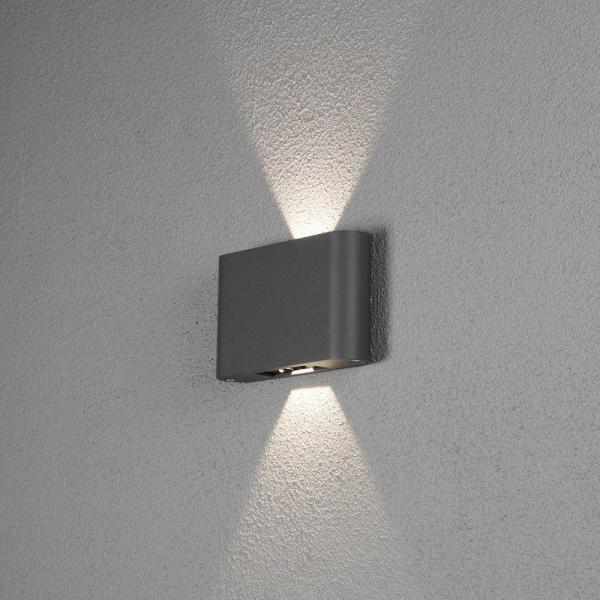 Konstsmide Chieri LED-Wandleuchte, 230V, 2x6W, 3000K, anthrazit grau (7854-370)