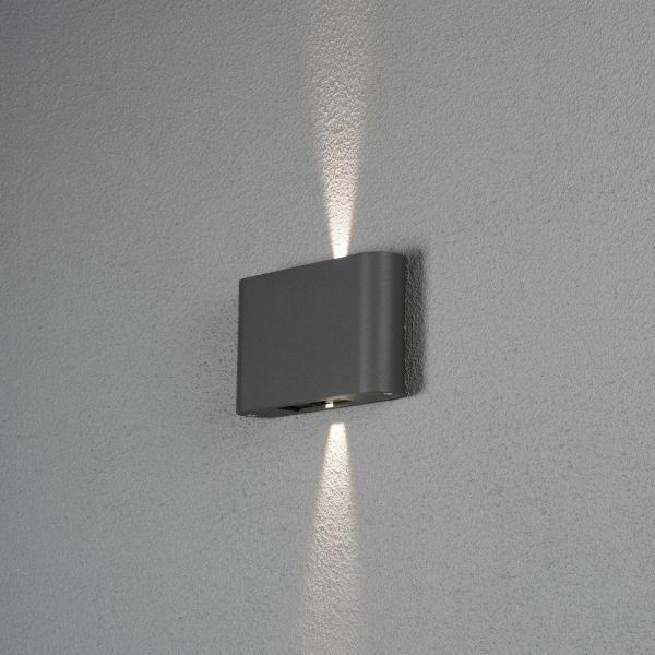 Konstsmide Chieri LED-Wandleuchte, 230V, 2x6W, 3000K, anthrazit grau (7854-370)