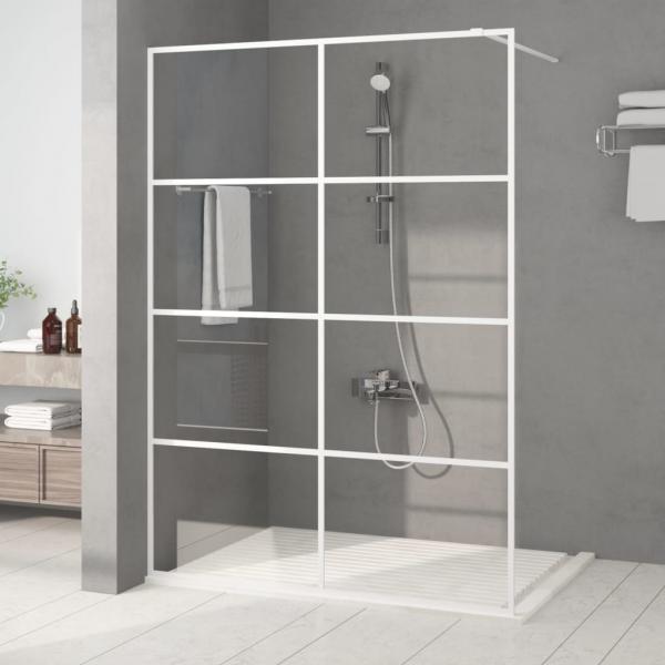 ARDEBO.de - Duschwand für Begehbare Dusche Weiß 140x195 cm ESG-Klarglas