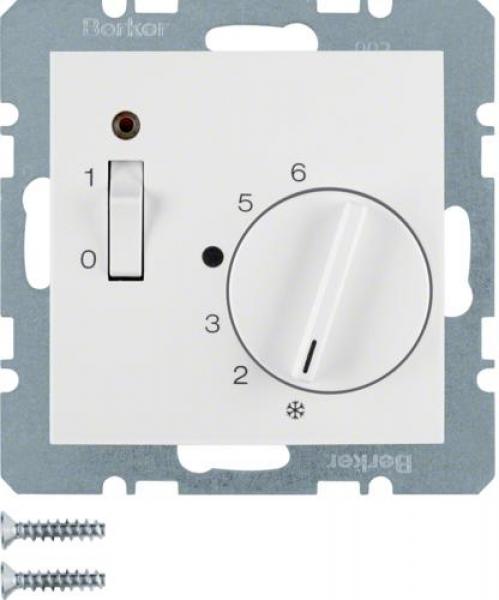 ARDEBO.de Berker 20301909 Temperaturregler mit Öffner, Zentralstück, Wippschalter und LED, S.1/B.3/B.7, polarweiß matt